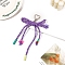 Polyester Braided Rope Bowknot Hanging Ornaments, with Iron Heart Clasp for Keychain Bag Decoration, Random Color Beads, Purple, No Size