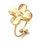 Ion Plating(IP) 304 Stainless Steel Flower Open Cuff Rings for Women, Golden, 17x17mm