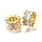 Brass Micro Pave Cubic Zirconia European Spacer Beads, Column, Rack Plating, Long-Lasting Plated, Golden, 11x6mm, Hole: 5mm
