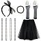Polyester Hair Band & Nylon Gloves && Lace Dress & Plastic Beads Necklace and Bracelets Sets, Black, 141~790mm