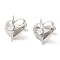Rack Plating Brass Heart with Star Stud Earrings with Clear Cubic Zirconia Earring for Women, Lead Free & Cadmium Free, Platinum, 20x19.5mm