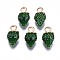 Alloy Enamel Charms, Cadmium Free & Nickel Free & Lead Free, Light Gold, Strawberry, Green, 15x9x6.5mm, Hole: 2mm