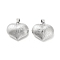 Brass Pendants, Cadmium Free & Nickel Free & Lead Free, Heart, Real Platinum Plated, 27x30.5x12.5mm, Hole: 10x4.5mm