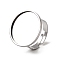 304 Stainless Steel Adjustable Ring Components, Round Pad Ring Settings, Stainless Steel Color, Tray: 20.5mm, 22mm, Inner Diameter: 18mm