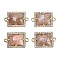 Natural Sunstone Faceted Rectangle Links, Rack Plating Brass Micro Pave Clear Cubic Zirconia Connector Charms, Golden, 11.5x18x4.5mm, Hole: 1.4mm