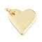 Brass Charms, with Jump Ring, Real 18K Gold Plated, Lead Free & Cadmium Free, Long-Lasting Plated, Rack Plating, Heart, 12x12x1.5mm, Hole: 3.4mm