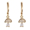 Clear Cubic Zirconia Mushroom Dangle Leverback Earrings, 304 Stainless Steel Drop Earrings for Women, Golden, 26mm, Pin: 0.8mm