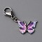 Butterfly Alloy Enamel Pendant Decoration, Stainless Steel Lobster Clasp Charms, Clip-on Charms, for Keychain, Purse, Backpack Ornament, Medium Orchid, 39mm