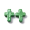 Handmade Lampwork Beads, Cross, Dark Sea Green, 26x19.5x7.5mm, Hole: 1.6mm