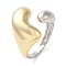 Heart Brass Open Cuff Rings for Women, Cadmium Free & Lead Free, Platinum & Golden, Inner Diameter: 19mm