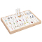 18 Grids Bamboo Pendant Display Trays with PU Imitation Leather Display Cards, Rectangle, White, 35.5x24.5x3cm, Grid: 75x55mm