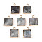 Natural Labradorite Faceted Pendants, Brass Square Charms, Golden, 18x14~15x6~6.5mm, Hole: 1.8mm