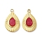 Natural Carnelian Teardrop Charms, with PVD Vacuum Plating Real 18K Gold Plated 201 Stainless Steel Findings, 13x9x2.5mm, Hole: 1.2mm