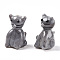 Handmade Lampwork Beads, Cat Shape, Gray, 21x14.5x12.5mm, Hole: 1.8mm