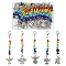 30Pcs 5 Styles Chakra Natural & Synthetic Gemstone Chips & Alloy Angel Pendant Decoration, with Alloy Lobster Claw Clasps, Antique Silver & Platinum, 93mm, 6pcs/style