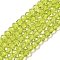 Transparent Baking Paint Glass Beads Strands, Faceted, Rondelle, Yellow Green, 4~4.5x3.5mm, Hole: 1mm