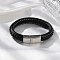 Braided Microfiber Leather Cord Bracelets for Men, with 316 Surgical Stainless Steel Polished Buckle and 304 Stainless Steel Finding, Stainless Steel Color, 8-3/8 inch(21.3cm)