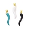 Rack Plating Brass Enamel Charms, Long-Lasting Plated, Real 18K Gold Plated, Cadmium Free & Lead Free, Horn of Plenty/Italian Horn Cornicello Charms, Mixed Color, 27x7x5.5mm, Hole: 4x3.5mm