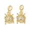 Brass Micro Pave Clear Cubic Zirconia Ladybug European Dangle Charms, Ladybird Large Hole Pendants, Lead Free & Cadmium Free, Long-Lasting Plated, Rack Plating, Golden, 26.5mm, Hole: 4.5mm