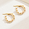 Flower Garland Braided Beaded 201 Stainless Steel Hoop Earrings, Real 18K Gold Plated Jewelry for Women, White, 30x30mm