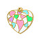 304 Stainless Steel Enamel Pendants, Heart Charms, Ion Plating(IP), Real 18K Gold Plated, Colorful, 39x38mm