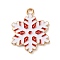 Alloy Enamel Pendants, Christmas Themes Charms, Golden, Snowflake, 25.5x20x1.2mm, Hole: 2mm