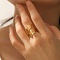 304 Stainless Steel Open Cuff Rings for Women, Flower, Golden, US Size 9 3/4(19.5mm)
