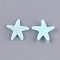 Resin Cabochons, with Shell Chip, Starfish/Sea Stars, Light Cyan, 24x25.5x5mm