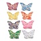 Transparent Resin Cabochons, Butterfly, with Paillette, Mixed Color, 27x41x7.5mm
