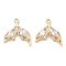Brass Micro Pave Cubic Zirconia Pendants, Cadmium Free & Nickel Free & Lead Free, Fishtail Charms, Real 18K Gold Plated, 18.5x15x3.5mm, Hole: 1.5mm