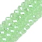 Electroplate Glass Beads Strands, Imitation Jade Beads, Pearl Luster Plated, Faceted, Rondelle, Pale Green, 6x5mm, Hole: 1mm, about 80~85pcs/strand, 38~40cm