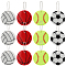 20Pcs 4 Styles PVC Sports Ball Pendant Decoration, with Iron Ball Chain, Mixed Shapes, 93mm, 5pcs/style
