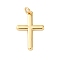 Brass Pendants, Cadmium Free & Nickel Free & Lead Free, with Jumping Ring, Cross, Real 18K Gold Plated, 17x11x2mm