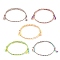 5Pcs Macrame Cotton Braided Cord Anklets Set, Friendship Adjustable Anklets for Women, Mixed Color, Inner Diameter: 2-1/4~3-1/2 inch(5.8~8.9cm)