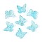 Transparent Spray Painted Glass Charms, with Glitter Powder, Butterfly, Sky Blue, 9.5x11x3mm, Hole: 0.8mm