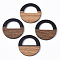 Resin & Walnut Wood Pendants, Opaque, Waxed, Flat Round Shaped Bag, Black, 28x3mm, Hole: 10x17mm