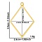 Stainless Steel Open Back Bezel Pendants, For DIY UV Resin, Epoxy Resin, Pressed Flower Jewelry, Golden, Rhombus, 39x26x3mm, Hole: 2.2mm