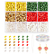 DIY Thanksgiving Day Bracelet Making Kit, Including Glass Seed Cube Beads, Big Eye Beading Needles, Elastic Thread, Mixed Color, Beads: 2264Pcs/set