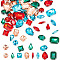 64Pcs 32 Styles Octagon/Teardrop/Horse Eye Sew on Rhinestone, Multi-strand Links, Glass Rhinestone, with 201 Stainless Steel Prong Settings, Garments Accessories, Faceted, Mixed Shapes, Mixed Color, 10.5~18x4~13x4~7.2mm, Hole: 0.8~1mm, 2pcs/style