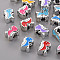 UV Plating Acrylic European Beads, with Enamel, Large Hole Beads, Mixed Color, Dinosaur, Platinum, 13x10x7mm, Hole: 4mm