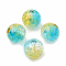Acrylic Beads, Transparent Crackle Style, Two Tone Style, Round, Deep Sky Blue, 8mm, Hole: 2mm, about 1840pcs/500g