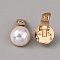 Plastic Imitation Pearl Shoe Decoration, Alloy Detachable Shoe Buckle Clips, Half Roundb, Light Gold, 18.5~19x9.5mm