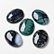 Natural Dragon Veins Agate Cabochons, Flat Back, Oval, Dyed, Dark Cyan, 30x22x7mm