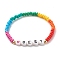 Word BEST Stretch Bracelets, Brass & Opaque Acrylic & Baking Paint Glass Seed Beaded Bracelets, Colorful, 0.4~0.7cm, Inner Diameter: 2-1/4 inch(5.7cm)