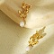 304 Stainless Steel ABS Pearl Earrings, Butterfly Tassels, Golden, 39.7x14.8mm