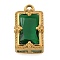 304 Stainless Steel Rhinestone Pendants, Rectangle, Green, 17x10x6mm, Hole: 1.8mm