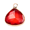 Brass Pendants, with Glass, Peach, Red, 18.5x16x5.5mm, Hole: 2mm