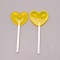 Resin Cabochons, with Plastic Handle, Lollipop, Heart, Yellow, 71x29x7mm