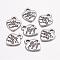 Ideas for Valentines Day Gifts Tibetan Style Alloy Pendants, Cadmium Free & Lead Free, Heart with Made with Love, Antique Silver, 12.2x10x1.8mm, Hole: 2mm