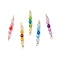 5Pcs 5 Colors Acrylic Bicone Beaded Connector Charms, with 304 Stainless Steel Loops and Synthetic Non-magnetic Hematite Beads, Golden, Mixed Color, 43x5.5mm, Hole: 1.6mm and 3mm, 1pc/color